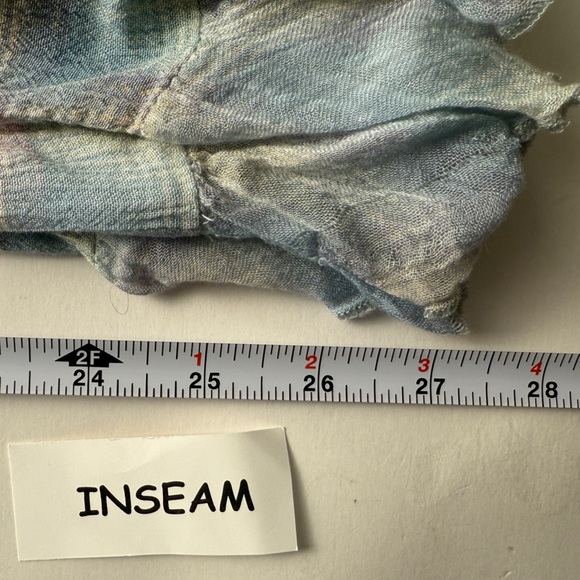 Free People Ruffled Frayed Pastel Plaid Pull On Pants Size XS Mermaid Whimsical - Picture 9 of 10